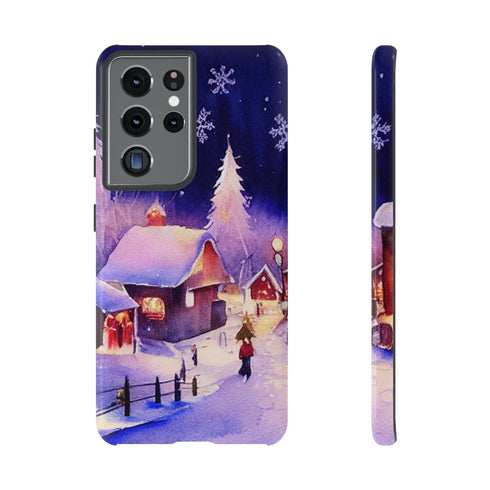 Christmas Homes in the Snow - Impact Resistant Phone Case Samsung Galaxy S21 Ultra Glossy